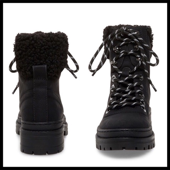 ❗️6-HOUR SALE❗️STEVE MADDEN ANKLE BOOTS BLACK LACE UP LEATHER BOOTIES A2C - Picture 6 of 12